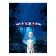 Spooky Forest UFO Close Encounter Postcard