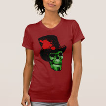 Spooky Green Skull with Top Hat T-shirts
