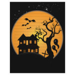 spooky halloween haunted house scene vector letterhead