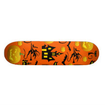 Spooky Halloween Haunted House with Bats Black Cat Skate Board Decks