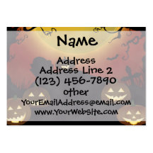 Spooky Halloween Moon, Pumpkins and Bats Business  Business Card Templates
