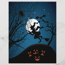 spooky halloween night witch and spiders vector custom flyer