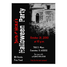 spooky house halloween party invitation