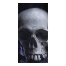 Spooky Human Skull Grim Black White Photography Personalized Photo Card