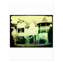 Spooky looking house merchandise postcard