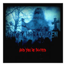 Spooky Moonlight Ghost Halloween Party Invites