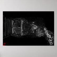 spooky night train print