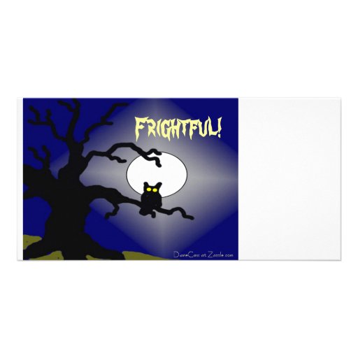 Spooky Owl in Tree Halloween Custom Photo Card