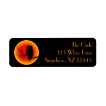 Spooky Owl Moon Return Address Label