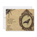 Spooky Vintage Raven Spider Halloween Invitation