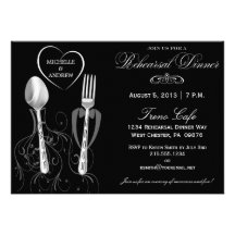 Spoon & Fork Wedding Rehearsal Dinner Invitations