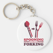 Spooning Leads to Forking Love Romance Keychain