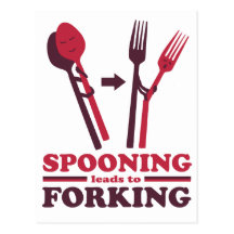 Spooning Leads to Forking Love Romance Postcard