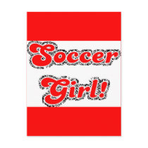 sport3 soccer girl sports fans red glitter text post card