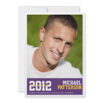 Sport Guy Photo Graduation Party Invitation Purple