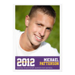 Sport Guy Photo Graduation Party Invitation Purple