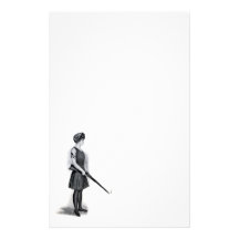 Sporting Girl w/ Gun Vintage Illustration Stationery Paper