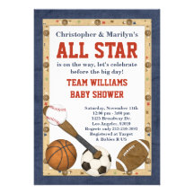 Sports All Star Baby Shower Invitation