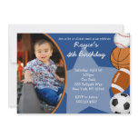 Sports Baseball Basketball Birthday Invitations