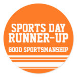 Sports day runner-up sportsmanship sticker orange