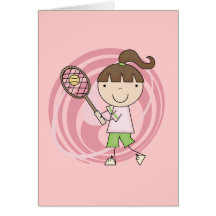 Sports Girl Tennis Tshirts and Gifts Greeting Card