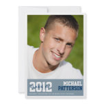 Sports Guy Photo Graduation Party Invitation Blue