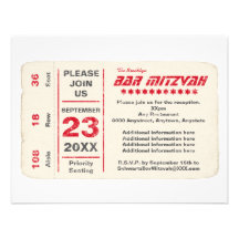 Sports Star Bar Mitzvah Reception Card, Red Custom Invites