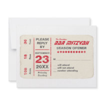 Sports Star Bar Mitzvah Reply Card, Red Custom Invitations