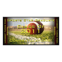 Sports Star (Football) - Graduation Card Custom Photo Card