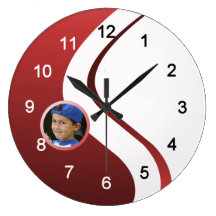 Sports Wave Custom Photo Red Wallclocks