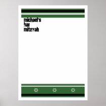 Sporty Bar Mitzvah Sign In Board - Green Black Posters