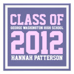 Sporty Girl Jersey Uniform Purple Graduation Party Announcements