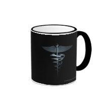 Spotlight on a medical caduceus coffee mug