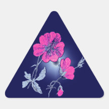 Spotlight on Pink Flower,Blue Back Graphic Design Triangle Stickers