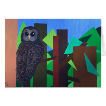 Spotted Owl Painting Greeting Cards