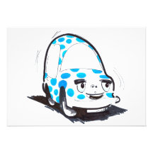 Spotty Dotty Blue Car Invitation