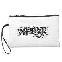 "SPQR" Mini Clutch Wristlet Purse