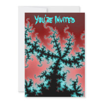 Sprawling In Red Fractal Personalized Invitations