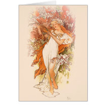 Spring - Alphonse Mucha Art Nouveau Greeting Card