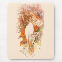 Spring - Alphonse Mucha Art Nouveau Mousepads