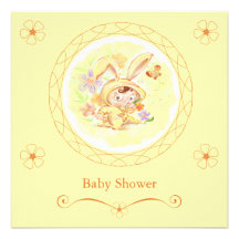 Spring Baby Shower Rabbit Illustration Announcements