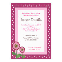 Spring Berry Flowers Baby Shower or Birthday Custom Announcement