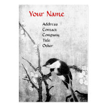 SPRING BIRD, black and white red Business Card Templates