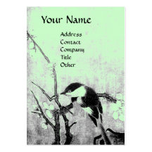 SPRING BIRD ,black, grey, green Business Card Template