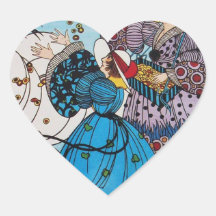 SPRING BIRDS / FASHION COSTUME DESIGNER HEART STICKERS
