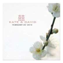 Spring Bliss/Double Happiness Chinese Wedding Custom Invitations