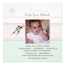 Spring Blossoms Collection Photo Baptism Invitatio Personalized Invitation