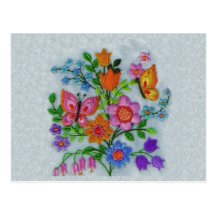 Spring Bouquet Flowers Butterflies Post Cards