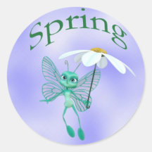 Spring Butterfly Round Stickers