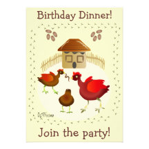 Spring chicken art card any occasion-customize! invite